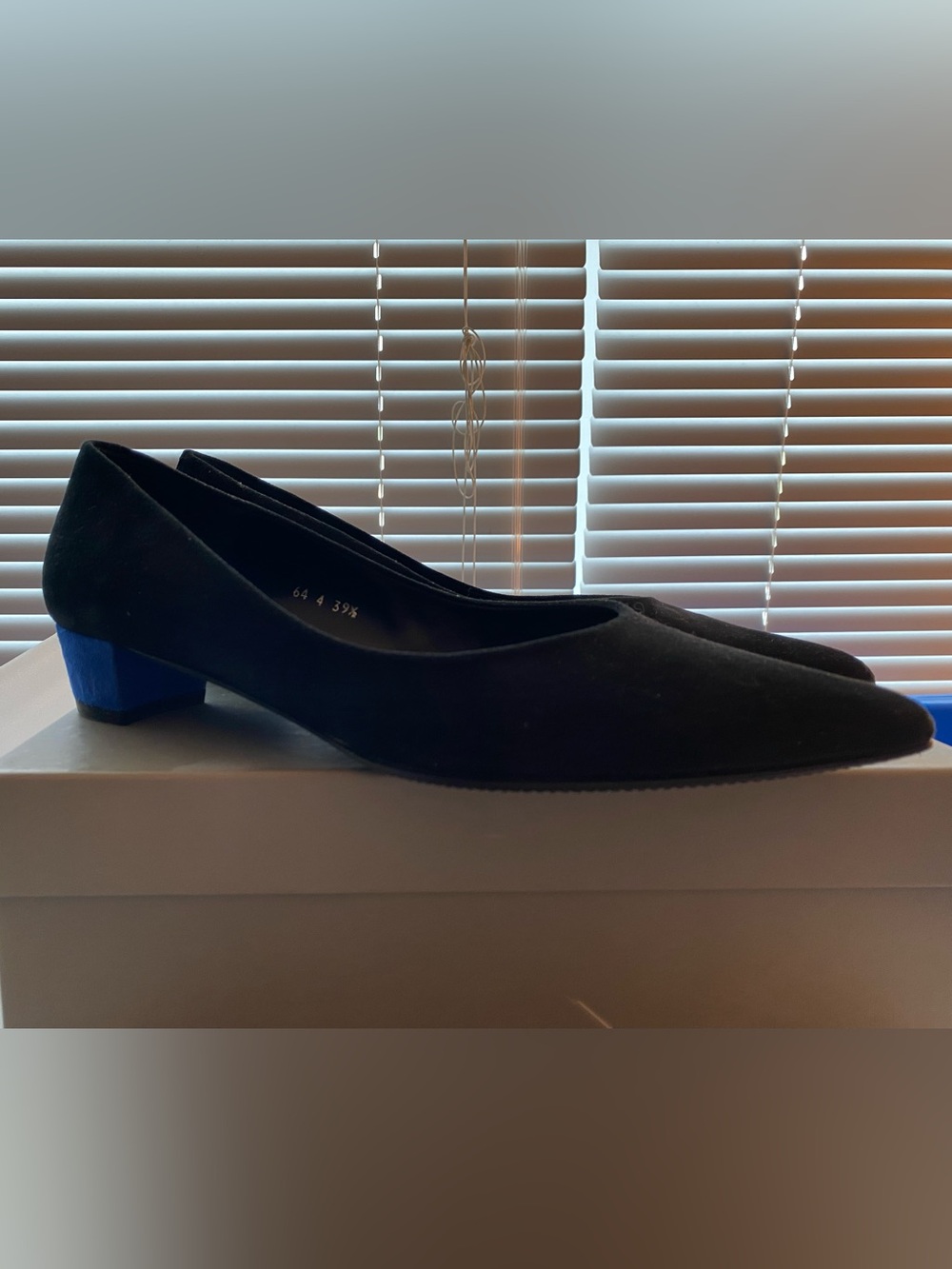 Slack London - Black Suede and Leather Pumps with Blue Heels